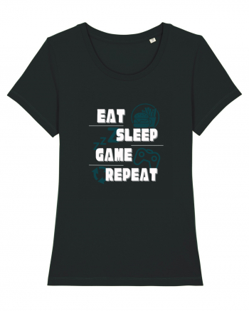 Eat Sleep Game Repeat Black