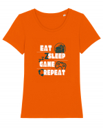 Eat Sleep Game Repeat Tricou mânecă scurtă guler larg fitted Damă Expresser