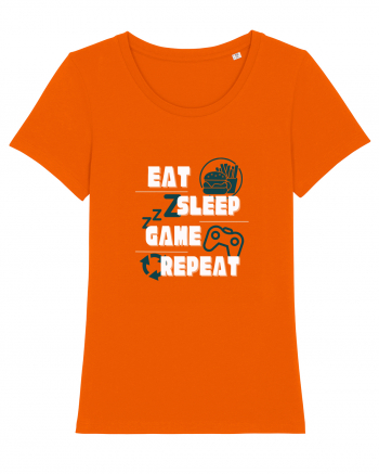 Eat Sleep Game Repeat Bright Orange