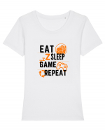 Eat Sleep Game Repeat Tricou mânecă scurtă guler larg fitted Damă Expresser