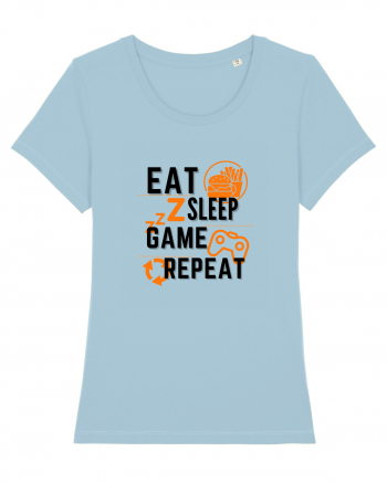 Eat Sleep Game Repeat Sky Blue