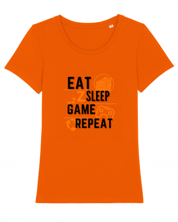 Eat Sleep Game Repeat Bright Orange