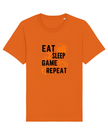 Eat Sleep Game Repeat Bright Orange