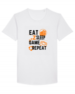 Eat Sleep Game Repeat Tricou mânecă scurtă guler larg Bărbat Skater