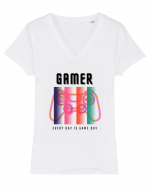 GAMER Every Day Is Game Day Tricou mânecă scurtă guler V Damă Evoker