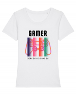 GAMER Every Day Is Game Day Tricou mânecă scurtă guler larg fitted Damă Expresser