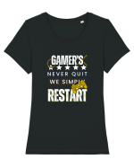 Gamers Never Quit  Tricou mânecă scurtă guler larg fitted Damă Expresser