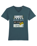 Gamers Never Quit  Tricou mânecă scurtă guler V Bărbat Presenter