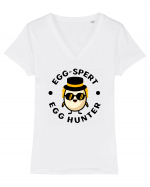 egg-spert egg hunter Tricou mânecă scurtă guler V Damă Evoker