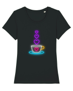Iubesc cafeaua Tricou mânecă scurtă guler larg fitted Damă Expresser