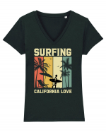 Surfing California Love Tricou mânecă scurtă guler V Damă Evoker