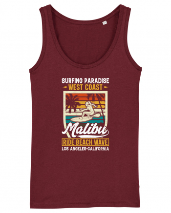 Surfing Paradise  West Coast Malibu Ride Beach Wave Los Angeles California Burgundy