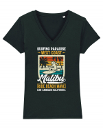 Surfing Paradise  West Coast Malibu Ride Beach Wave Los Angeles California Tricou mânecă scurtă guler V Damă Evoker