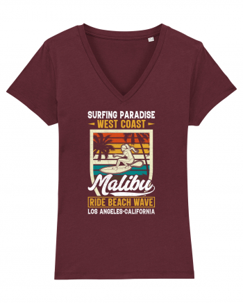 Surfing Paradise  West Coast Malibu Ride Beach Wave Los Angeles California Burgundy