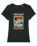 Surfing Paradise  West Coast Malibu Ride Beach Wave Los Angeles California Tricou mânecă scurtă guler larg fitted Damă Expresser