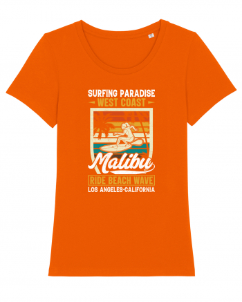 Surfing Paradise  West Coast Malibu Ride Beach Wave Los Angeles California Bright Orange