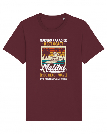 Surfing Paradise  West Coast Malibu Ride Beach Wave Los Angeles California Burgundy