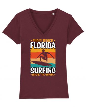 Miami Beach Florida Surfing Break The Waves Burgundy