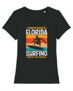 Miami Beach Florida Surfing Break The Waves Tricou mânecă scurtă guler larg fitted Damă Expresser