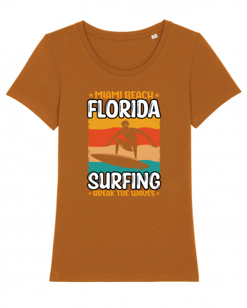 Miami Beach Florida Surfing Break The Waves Roasted Orange