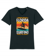 Miami Beach Florida Surfing Break The Waves Tricou mânecă scurtă guler V Bărbat Presenter