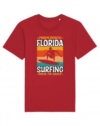 Miami Beach Florida Surfing Break The Waves Red