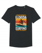 Miami Beach Florida Surfing Break The Waves Tricou mânecă scurtă guler larg Bărbat Skater