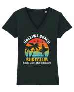 Haleiwa Beach Surf Club North Shore Oahu Longboard Tricou mânecă scurtă guler V Damă Evoker