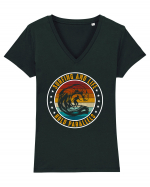 Surfing And Life Hold Parallels Tricou mânecă scurtă guler V Damă Evoker