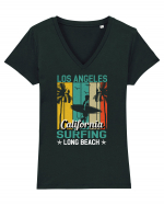 Los Angeles California Surfing Long Beach Tricou mânecă scurtă guler V Damă Evoker