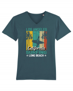 Los Angeles California Surfing Long Beach Tricou mânecă scurtă guler V Bărbat Presenter