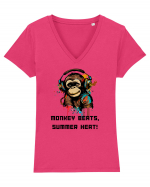 MONKEY BEATS - V1 Tricou mânecă scurtă guler V Damă Evoker