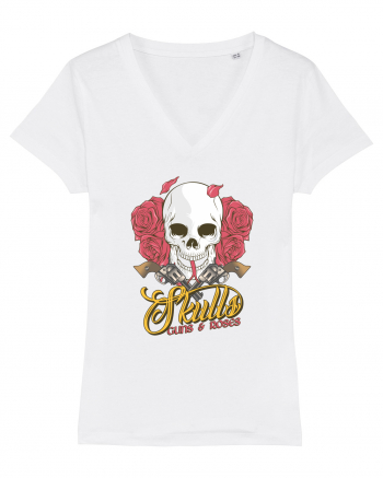 Skulls Guns Roses White