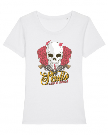 Skulls Guns Roses White