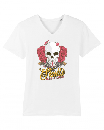 Skulls Guns Roses White