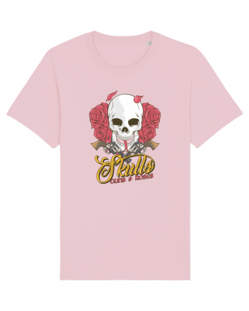 Skulls Guns Roses Cotton Pink
