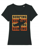 Surfing Surfing Surfing Surfing Tricou mânecă scurtă guler larg fitted Damă Expresser