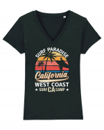 Surf Paradise California West Coast Surf CA Camp Tricou mânecă scurtă guler V Damă Evoker