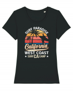 Surf Paradise California West Coast Surf CA Camp Tricou mânecă scurtă guler larg fitted Damă Expresser