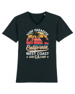 Surf Paradise California West Coast Surf CA Camp Tricou mânecă scurtă guler V Bărbat Presenter