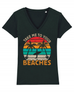 Take me to your beaches Tricou mânecă scurtă guler V Damă Evoker