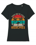 Take me to your beaches Tricou mânecă scurtă guler larg fitted Damă Expresser