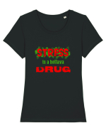Stress Tricou mânecă scurtă guler larg fitted Damă Expresser