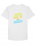 Never give up Tricou mânecă scurtă guler larg Bărbat Skater