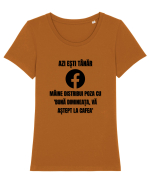 Azi esti tanar maine distribui poza cu buna dimineata va astept la cafea Tricou mânecă scurtă guler larg fitted Damă Expresser