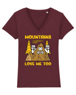 pentru camping - Mountains love me too Tricou mânecă scurtă guler V Damă Evoker