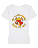 pentru camping - Yes I love camping Tricou mânecă scurtă guler larg fitted Damă Expresser