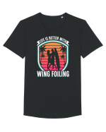 Life is better with wing foiling Tricou mânecă scurtă guler larg Bărbat Skater