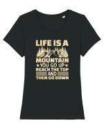 pentru montaniarzi - Life is a mountain Tricou mânecă scurtă guler larg fitted Damă Expresser