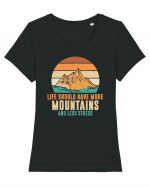 pentru montaniarzi - Life should have more mountains Tricou mânecă scurtă guler larg fitted Damă Expresser